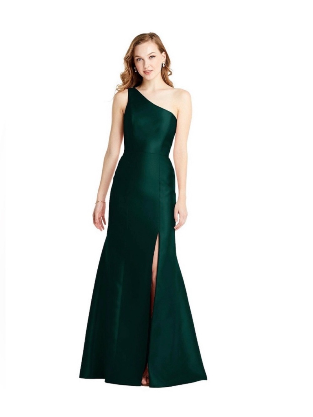 One-Shoulder Deep Green Formal Gown